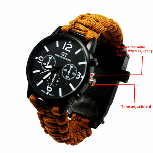 Outdoor Multi function Camping Survival Watch Bracelet Tools With LED